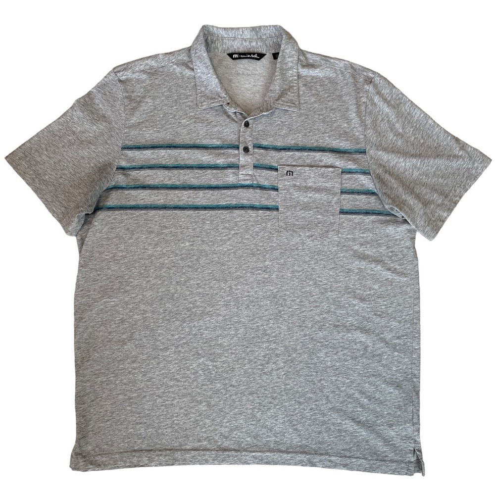 Travis Mathew Overboard Gray Striped Golf Polo